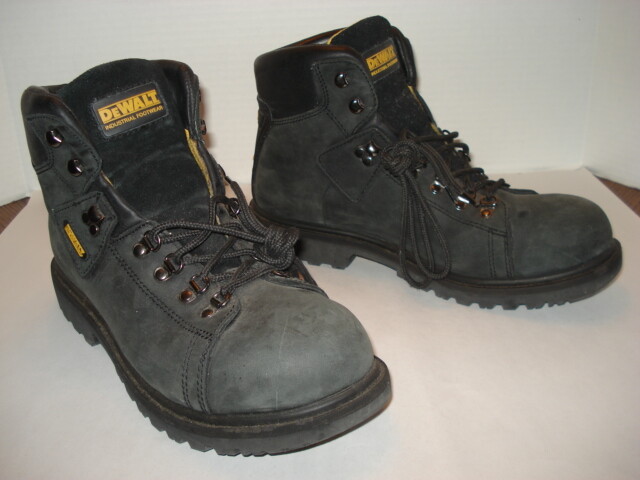 leather work boots black