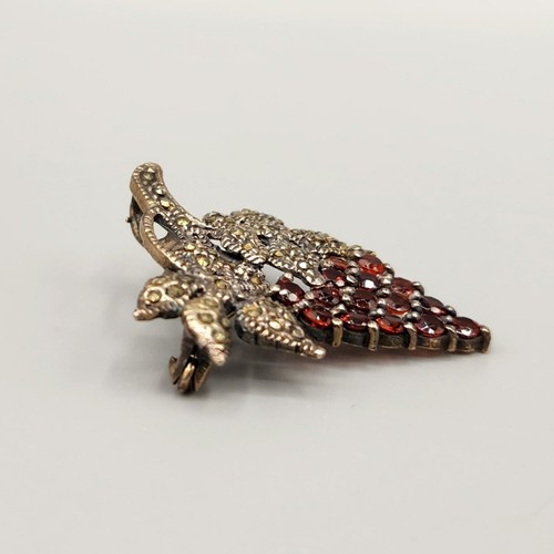 Broche colgante vintage de plata de ley 925 granate marcasita racimo de uva - Imagen 5 de 10