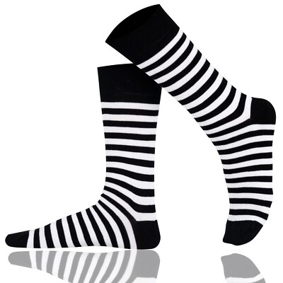 Mysocks Unisex Streifen gekämmte Baumwolle nahtlose Zehen Crew Socken