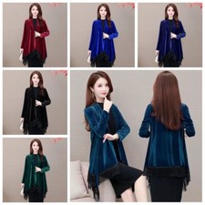 Cardigan In Pile Asimmetrico Da Donna Con Bordi Frangiati Per Festa