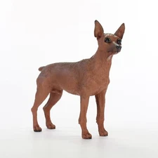 Miniature Pinscher Figurine Hand Painted Collectible Statue Red/Brown