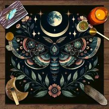 Pagan Wiccan Luna Moon Moth Gothic Altar Divination Cloth large