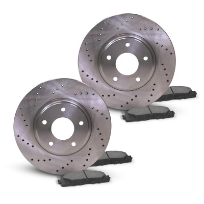 Front Drilled Brake Rotors + Pads for Acura EL 1996-2005 Honda Civic Insight