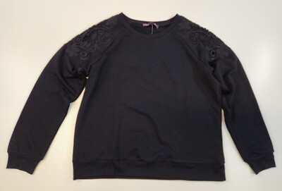GLORIA VANDERBILT Black Sweater Sizes S M L XL 2XL Floral Lace Shoulder NWT