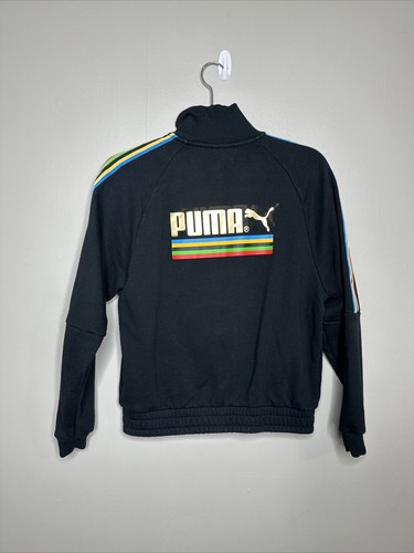 PUMA Girls Black w/ Rainbow Colors Sleeve Full Zip Athletic Track Jacket Size XS - Picture 11 of 22