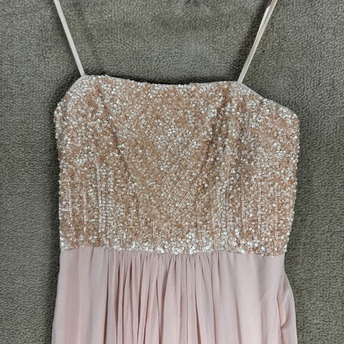 Aidan Mattox Formal Dress Size 6 Blush Pink Beaded Top Strapless Prom Gown NEW - Picture 4 of 11