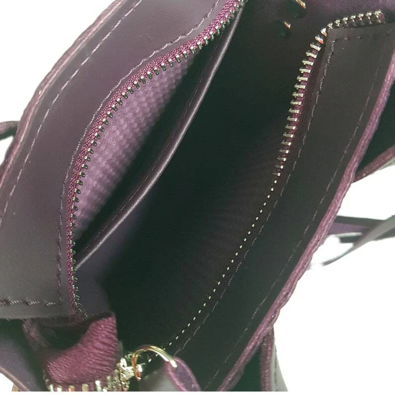 COACH Borsa a mano donna in pelle viola tracolla melanzana tracolla mini tote