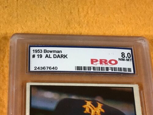 F3-38 BASEBALL KARTE - AL DARK NEW YORK METS - 1953 BOWMAN - GRADE 8.0 - Bild 2 von 6