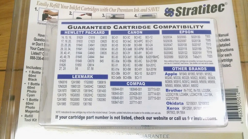 Stratitec Ink Jet Refill Kit Premium Series HP Canon Epson Compaq Lexmark Other - Image 4 of 4