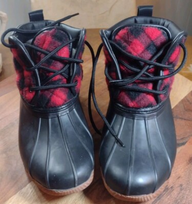 Skechers Pond Good Plaid Womens Size Boot Duck Boots Ankle Boot 167318  New S2D