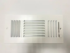 PROSELECT 10" X 4" Spaced 3 Way Sidewall/Ceiling Register w/ Metal Lever, White