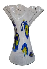 Unusual Monumental Decorated Blenko Vase Signed 2005 Mille Fleur Specialty Line