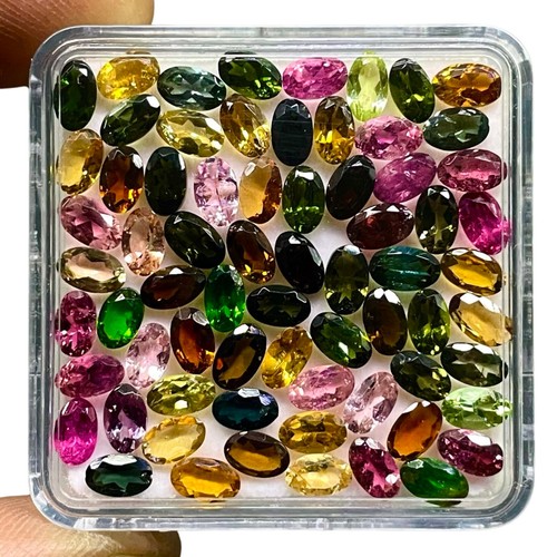 30 Pcs Natural Multi Tourmaline 5x3mm Oval Cut Loose Untreated Gemstones Lot - Picture 6 of 19