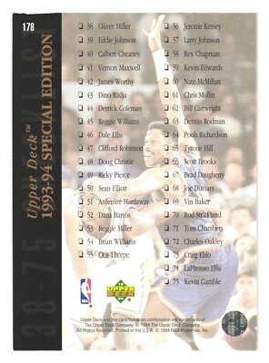 1993-94 Upper Deck SE NBA Basketball Checklist 178