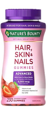 Hair, Skin & Nails, 2x Biotin 6000 mcg Nature's Bounty Advanced, 230 Gummies