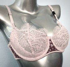 Victoria's Secret Dream Angels Sequin Bling Wicked Uplift Pink Unlined Bra 34D