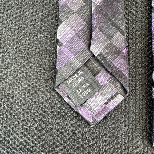 Calvin Klein Purple Geometric X-long Men's Tie 100% Silk 62"x3.75" XL Necktie - Picture 11 of 12