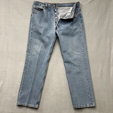 Vintage Levis 501 Jeans Men 36x29 Blue 90s Made USA Pants Tag 38x30 Button Fly