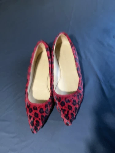 MOCASSINI NUOVI DONNA TAGLIA 8 ROSSI UGG LEOPARDATI LINDA CAPELLI DI MUCCA MADE IN ITALY