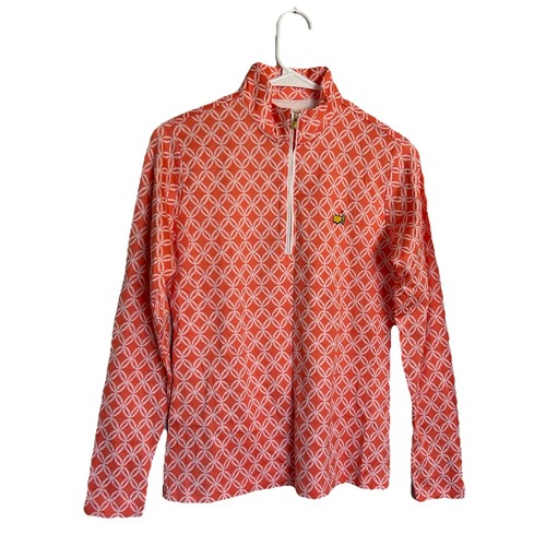 The Masters By Peter Millar Quarter Zip Pullover Sweater Womens Size Small Coral - Picture 2 of 12