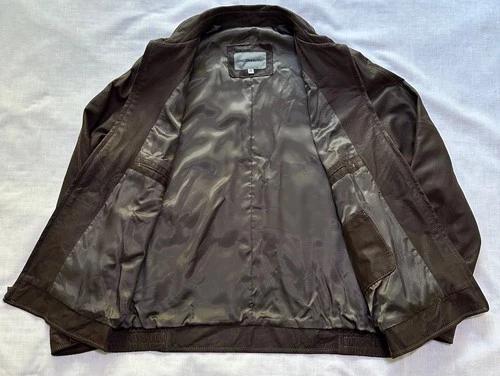 Johnston & Murphy Full Zip Lambskin Leather Jacket Mens Brown Size 40 M image 7