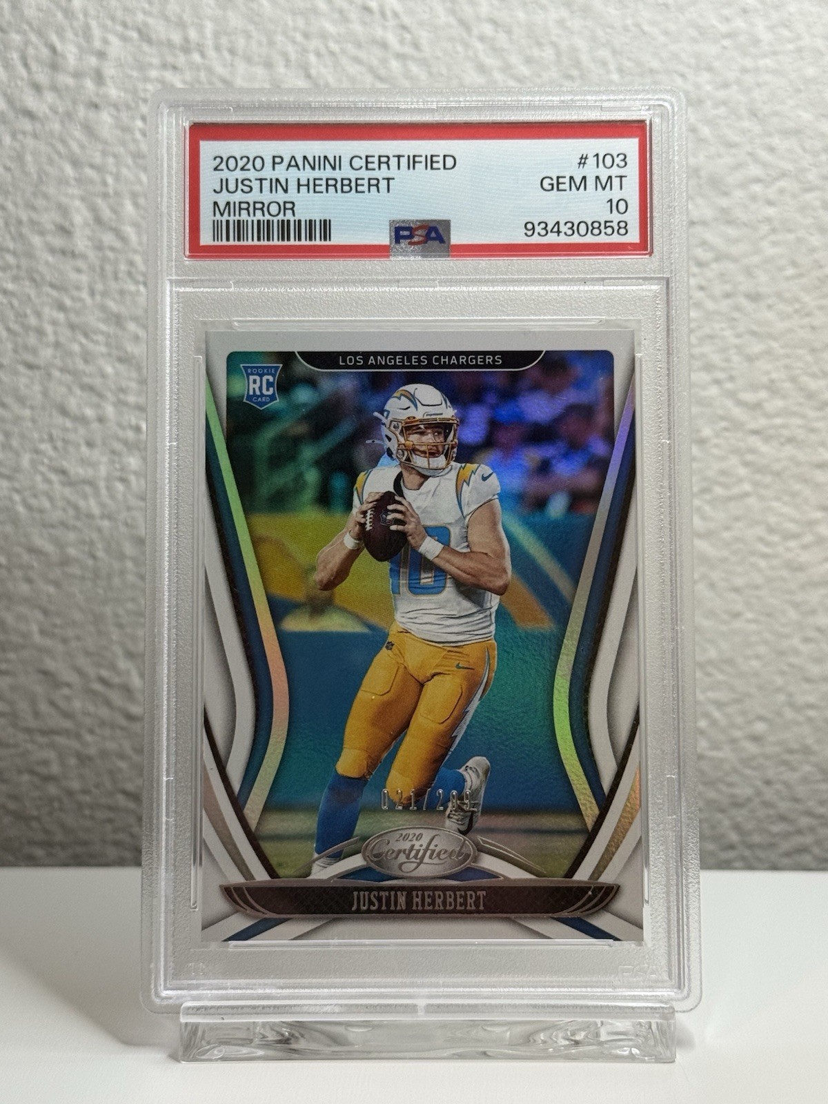 2020 Panini Certified - Rookies Justin Herbert #103 Mirror /299 (RC) PSA 10