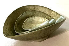 Capiz Shell Lacquered Set of 3 Nesting Bowls Green