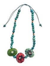 Tagua Nut Flower Design Adjustable Necklace / Tagua Jewelry /Boho Jewelry