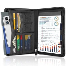Zippered Portfolio Binder for Men & , Resume Portfolio Folder with 5.3" x 8 "...