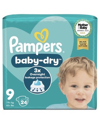 Pampers Baby Dry Taped Größe 9 24 Windeln Windeln - 24 Stück