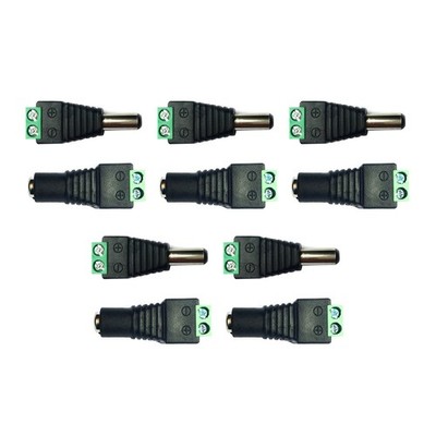 5Pairs 12/24V DC Male+Female Power Connector 5.5x2.1mm Power Jack Plug Adapter