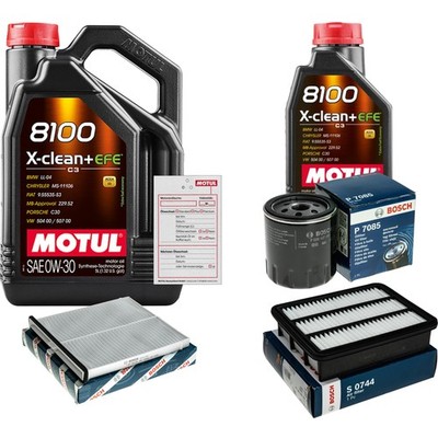 BOSCH Inspektionspaket 6L MOTUL 8100 X-CLEAN 0W-30 für Mazda CX-5 2.2 D AWD