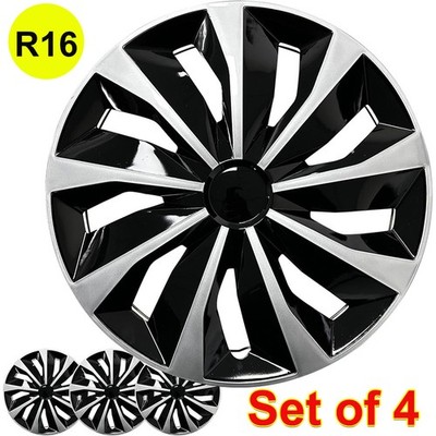 4 Pack 16'' Inch Wheel Covers Snap On Full Hub Caps Fit for R16 Tire & Steel Rim