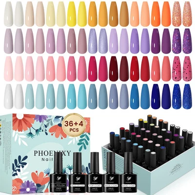 Gel Nail Polish Set, Phoenixy 36 Colours 72 Effects U V Gel Nail Polish with