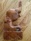Vintage Hand Carved Wooden Elephant Figurine Folk Art Decor Collectible — photo 1
