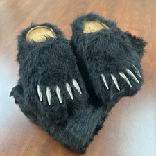 Bravest Studios Bear Claw Faux Fur Black Mule Slippers Unisex Size 7 Free ship