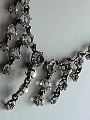 835 Silber Collier klare Schmucksteine Vintage Kette festlich 43,5 cm - Bild 1 von 4