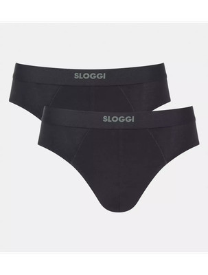Sloggi Men's EVER Ease 2 Pack Cotton Stretch Midi Briefs - Black