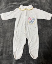 Vintage Toddle Time White Terry Baby Sleeper Size 0-3 Mths Bunny