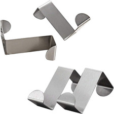 Pack of 4 Stainless Steel Reversible Over Door Cabinet Drawer Hooks Office Kitch