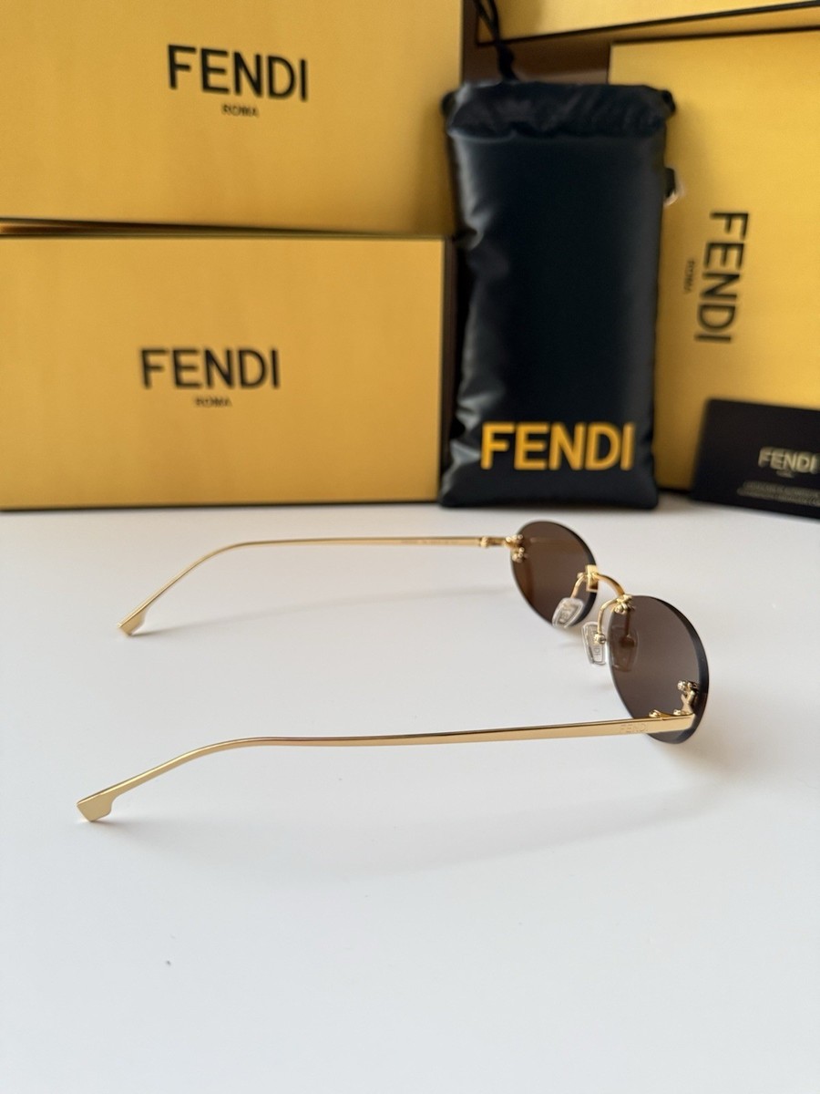 FENDI First Crystal FE4075US 30J Shiny Gold Brown Lens  display picture 2