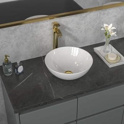 Vessel Sink Round - 13x13 Modern Small Bathroom Sink Round Bowl Above Counter Wh