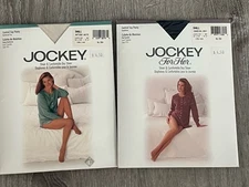 JOCKEY For Her Sheer Control Top Pantyhose Small Canadian Navy / Antique White