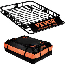 Roof Rack Cargo Basket,51" x 36" x 5" Rooftop Cargo Carrier w/ 15 Cu Ft Waterp