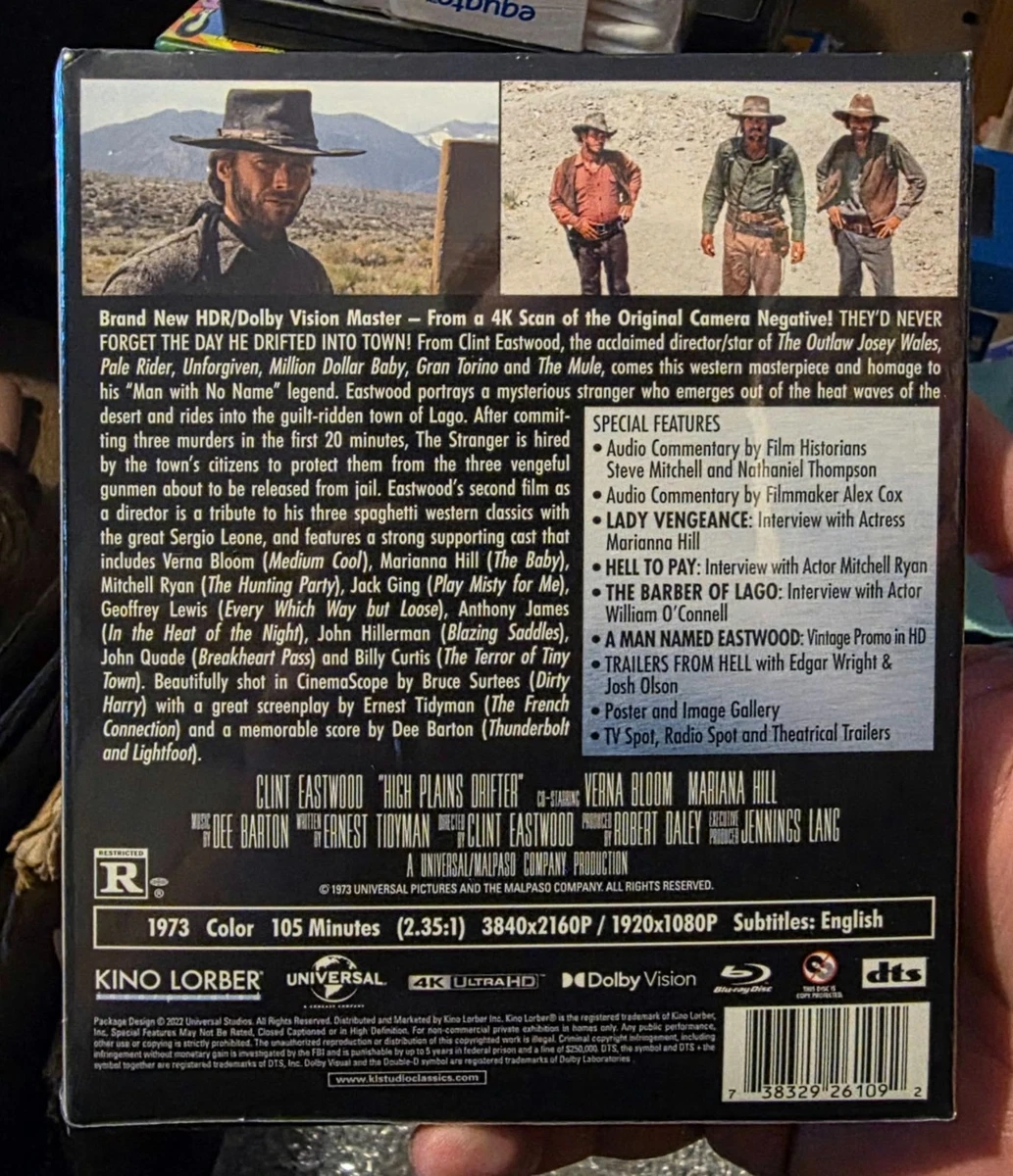 HIGH PLAINS DRIFTER 1973 4K UHD + SLIPCOVER KINO LORBER clint eastwood RARE OOP