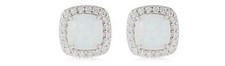 Simulated Opal Diamonique QVC Silver Earrings