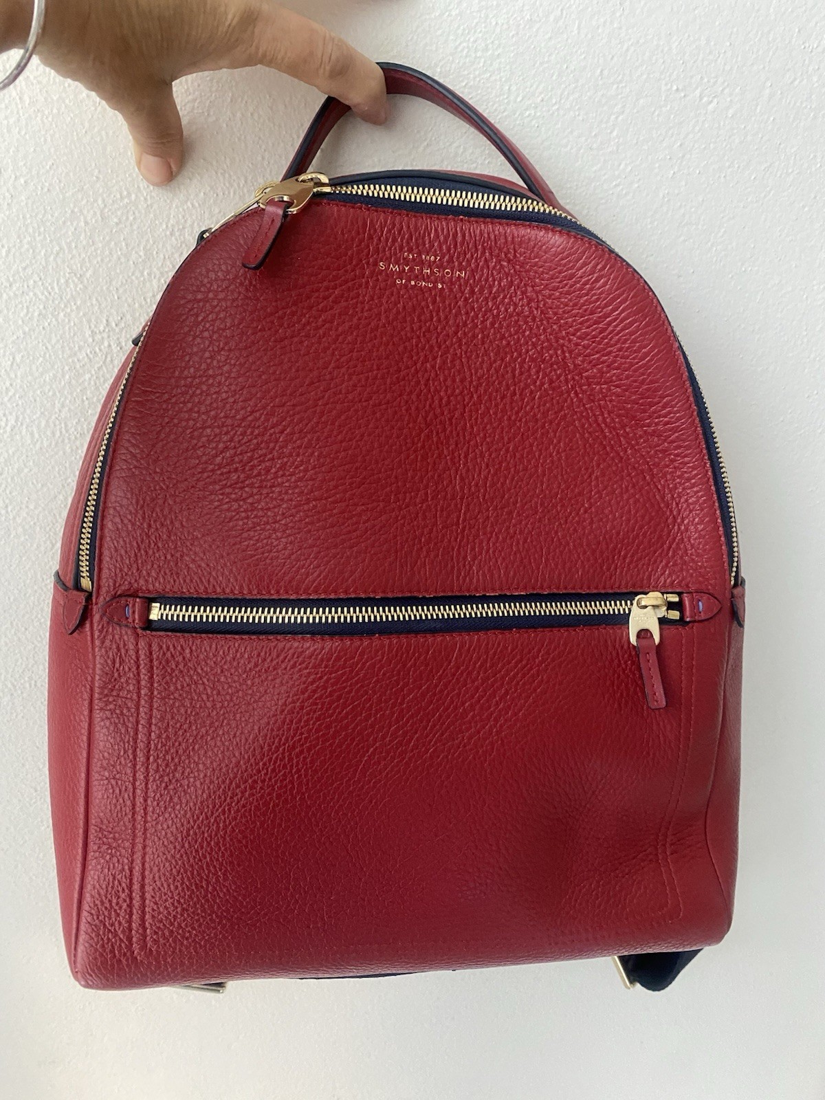 Smythson Of Bond St Red Burgundy Leather Backpack  UK Royal Supplier image 4