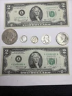 4 90% / 1 40% Silver Coins - 1 Kennedy, 1 Peace, 2 $2 Notes, 1 Quarter , 2 Dimes
