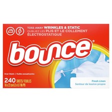 Bounce Fabric Softener Dryer Sheets Fresh Linen 240 Count Softens Controls