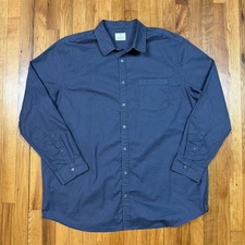Mutual Weave Button Up Shirt Mens 2XL Tall Cotton Blend Stretch Casual Blue